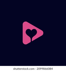 Heart and media play logo design vector illustration
