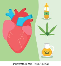 heart and medical cannabis illustration