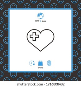 Heart with medical cross. Elements for your design