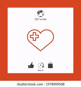 Heart with medical cross. Elements for your design
