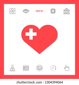 Heart with medical cross. Graphic elements for your design