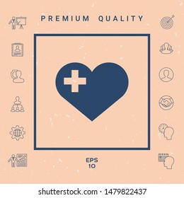 Heart with medical cross. Graphic elements for your design
