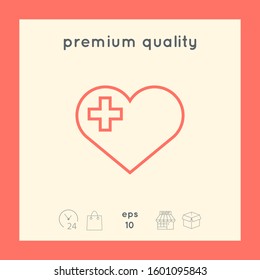 Heart with medical cross. Graphic elements for your design