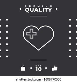 Heart with medical cross. Graphic elements for your design