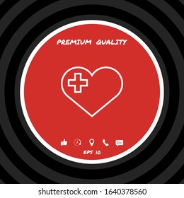 Heart with medical cross. Graphic elements for your design