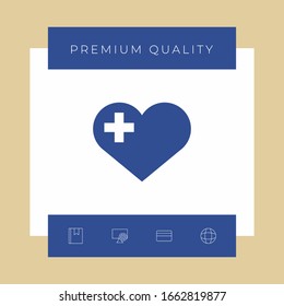 Corazón con cruz médica. Elementos gráficos para el diseño