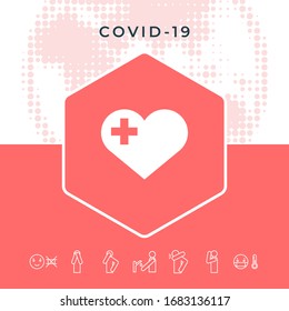 Corazón con cruz médica. Elementos gráficos para el diseño