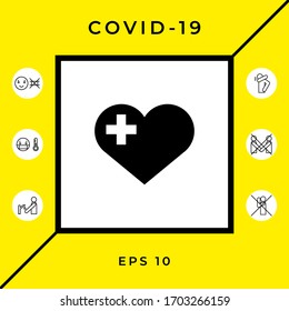 Corazón con cruz médica. Elementos gráficos para el diseño