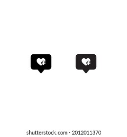 Heart with Medical Cross, Health Care Icon Vector in Speech Bubbles