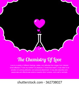 Heart, medical flask chemistry of love