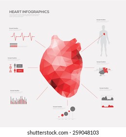 Heart Medical Infographic Set. Vector Illustration.
