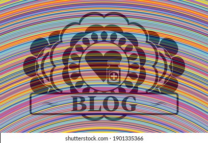 heart medicines icon and Blog text colorful emblem. Showy graceful background. Intense illustration. 