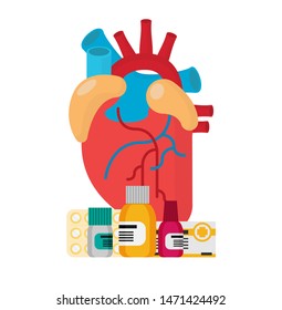 Heart with meds concept in flat style vector image