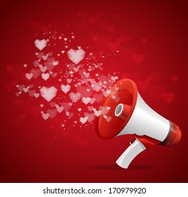 Heart and megaphone Valentine's day card