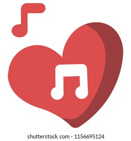 Heart with a melody icon vector illustration in flat color design