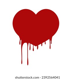 Forma vectorial de goteo de pintura roja derretida por el corazón.