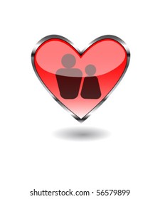 Heart men and women button