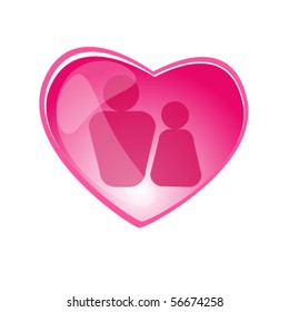 Heart men and women button