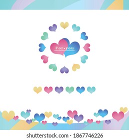 
Ilustración de la tarjeta de mensaje de corazón "For you"