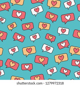 Heart message Doodle Seamless Pattern