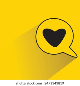 icono de mensaje de corazón con sombra sobre fondo amarillo