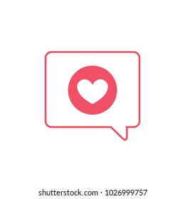 Heart Message Icon, You've Got Mail Icon, Heart Symbol, Heart Chat Box, Valentine's Day Icon, Message Box, Text Box Icon, Vector Illustration Background