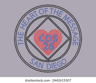 el corazón del mensaje Logo Vector Rhinestone diseño de la camiseta
