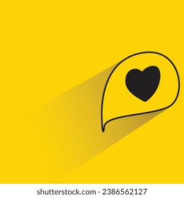 mensaje cardíaco con sombra sobre fondo amarillo