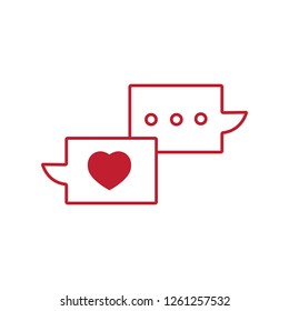 heart messages line red icon on white