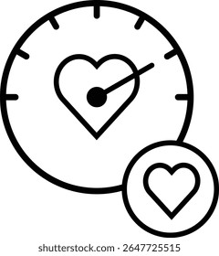 Heart meter gauge monochrome icon illustration