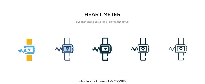 heart meter icon in different style vector illustration. two colored and black heart meter vector icons designed in filled, outline, line and stroke style can be used for web, mobile, ui