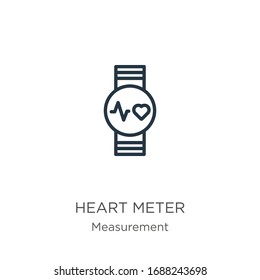 Heart meter icon. Thin linear heart meter outline icon isolated on white background from measurement collection. Line vector sign, symbol for web and mobile