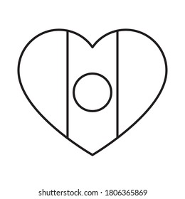 corazón con diseño de bandera mexicana sobre fondo blanco, estilo de línea, ilustración vectorial