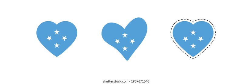 heart Micronesia  flag. Simple vector. National flag of Micronesia 