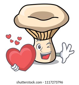 With heart milk mushroom mascot cartoon