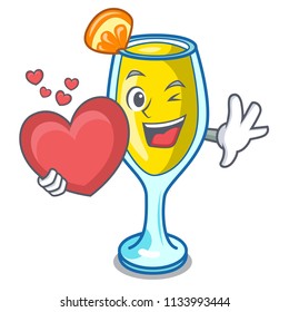 With heart mimosa mascot cartoon style