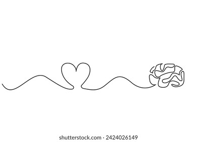 heart mind brain connection mental health one line art design