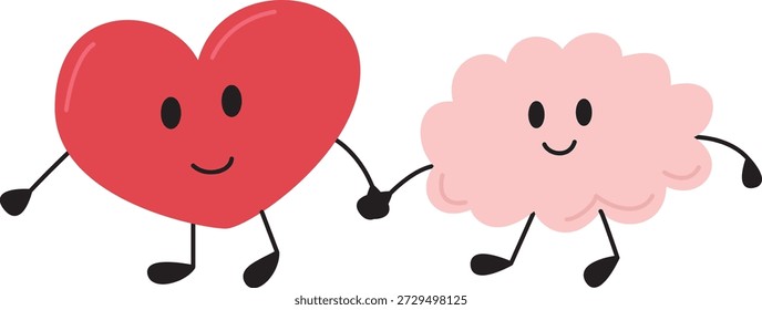 Corazón y mente linda ilustración plana