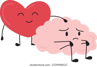 Corazón y mente linda ilustración plana