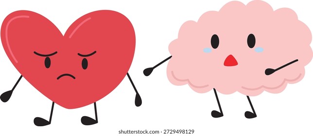 Corazón y mente linda ilustración plana
