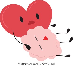 Corazón y mente linda ilustración plana