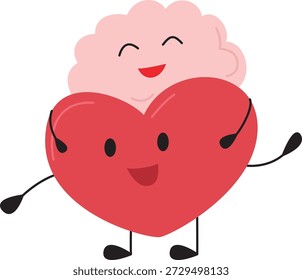 Corazón y mente linda ilustración plana