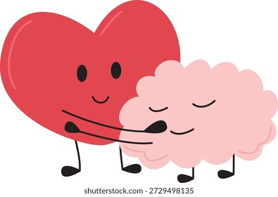 Corazón y mente linda ilustración plana