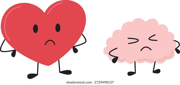 Corazón y mente linda ilustración plana
