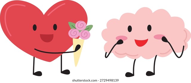 Corazón y mente linda ilustración plana