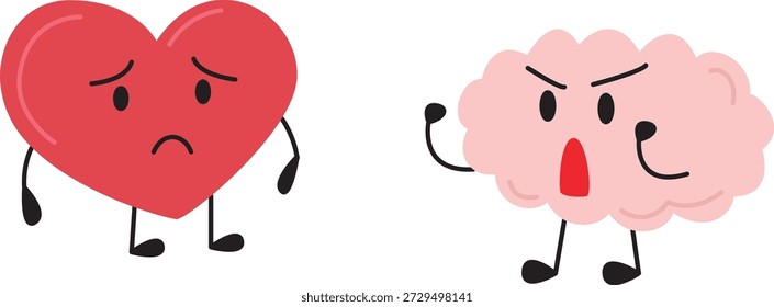 Corazón y mente linda ilustración plana