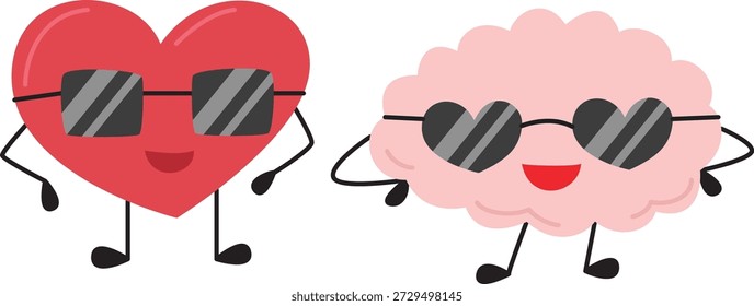 Corazón y mente linda ilustración plana