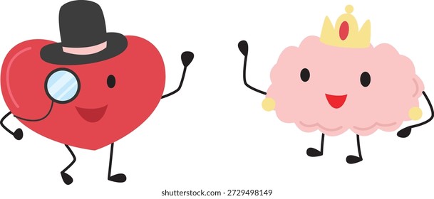 Corazón y mente linda ilustración plana