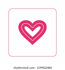 Heart – minimalist isolated icon in pink. Icon minimalist for feminist poster, postcard, flyer. Heart isolated logo for feminist protest march in pink. Women power protest. Pink heart minimalist icon.