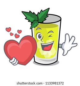 With heart mint julep mascot cartoon